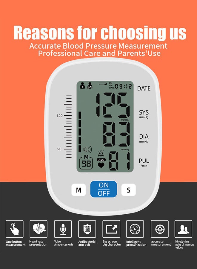 REMAX Home Upper Arm Blood Pressure Monitor, Medical Blood Pressure Monitor, Heart Rate Monitor, Smart Digital Blood Pressure Monitor with English Voice Announcements - Image 4